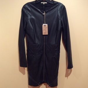 Faux leather trench coat